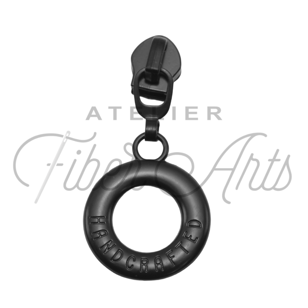 #5 Lifesaver Handcrafted Zipper Pull in Matte Black at Atelier Fiber Arts