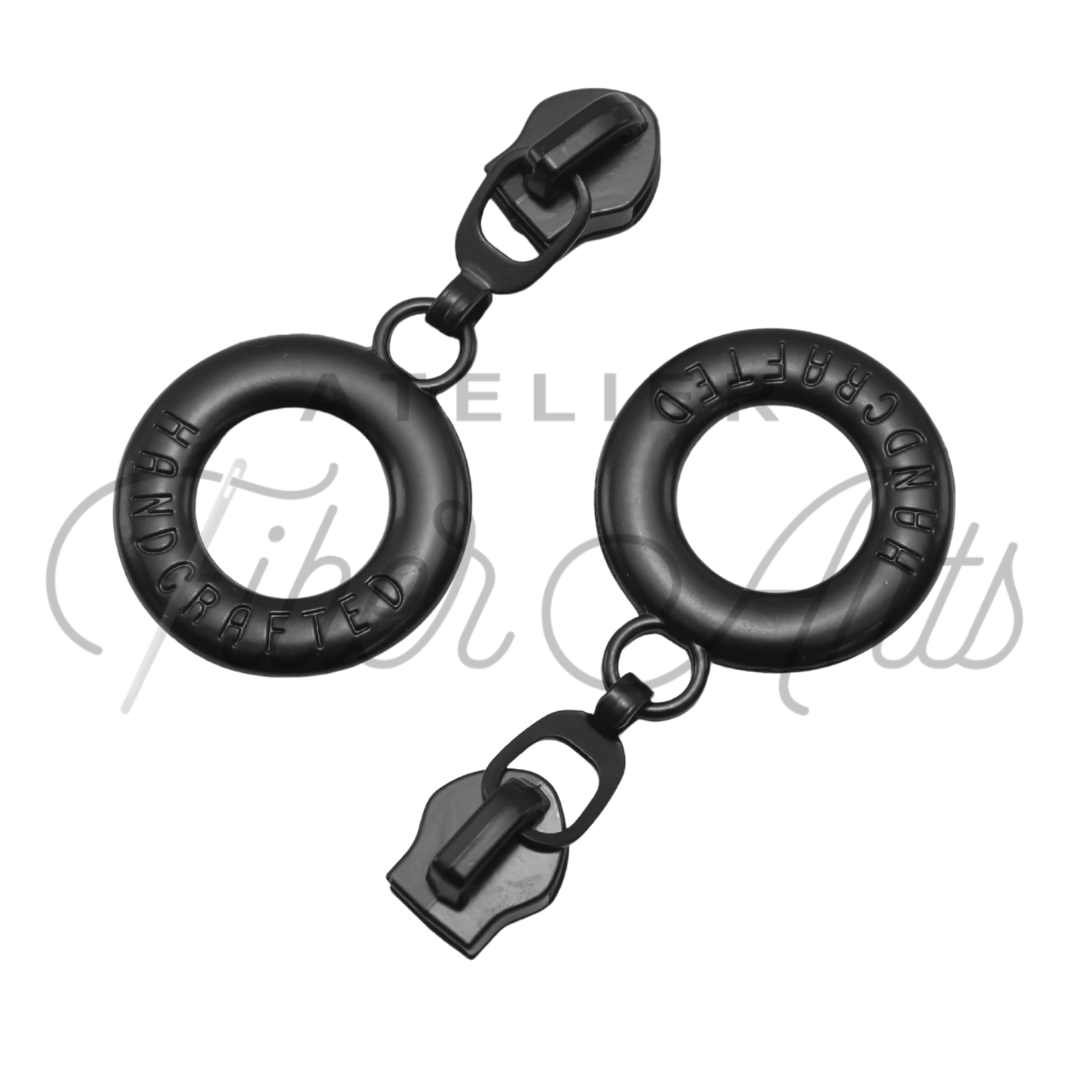 #5 Lifesaver Handcrafted Zipper Pull in Matte Black at Atelier Fiber Arts