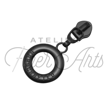 #5 Lifesaver Handcrafted Zipper Pull in Matte Black at Atelier Fiber Arts