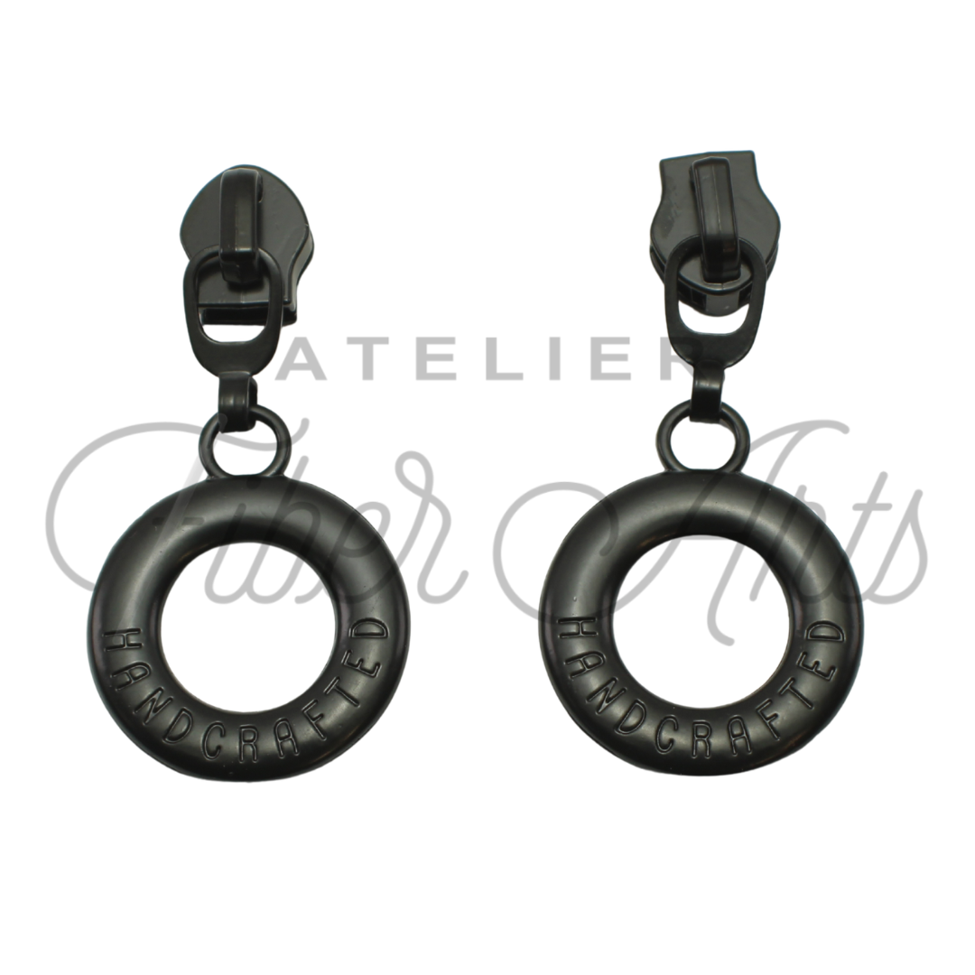 #5 Lifesaver Handcrafted Zipper Pull in Matte Black at Atelier Fiber Arts