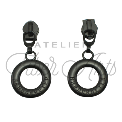 #5 Lifesaver Handcrafted Zipper Pull in Matte Black at Atelier Fiber Arts