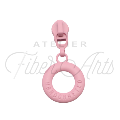 #5 Lifesaver Handcrafted Zipper Pull in Light Pink at Atelier Fiber Arts