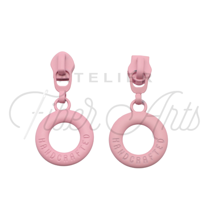 #5 Lifesaver Handcrafted Zipper Pull in Light Pink at Atelier Fiber Arts
