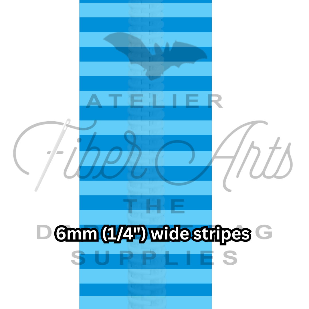 PRE-SALE #5 Zipper - Light Blue and Azure Stripes - DTM Teeth at Atelier Fiber Arts