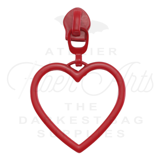 #5 Large Heart Zipper Pulls in Matte Red at Atelier Fiber Arts