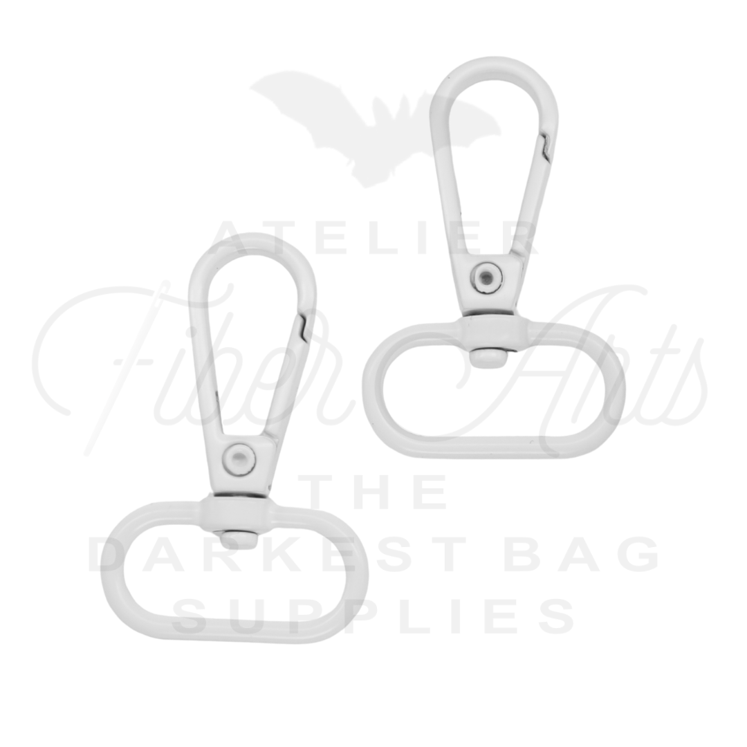 Swivel Hooks - Oval Bottom - 25mm (1in) - WHITE - 2 pcs at Atelier Fiber Arts
