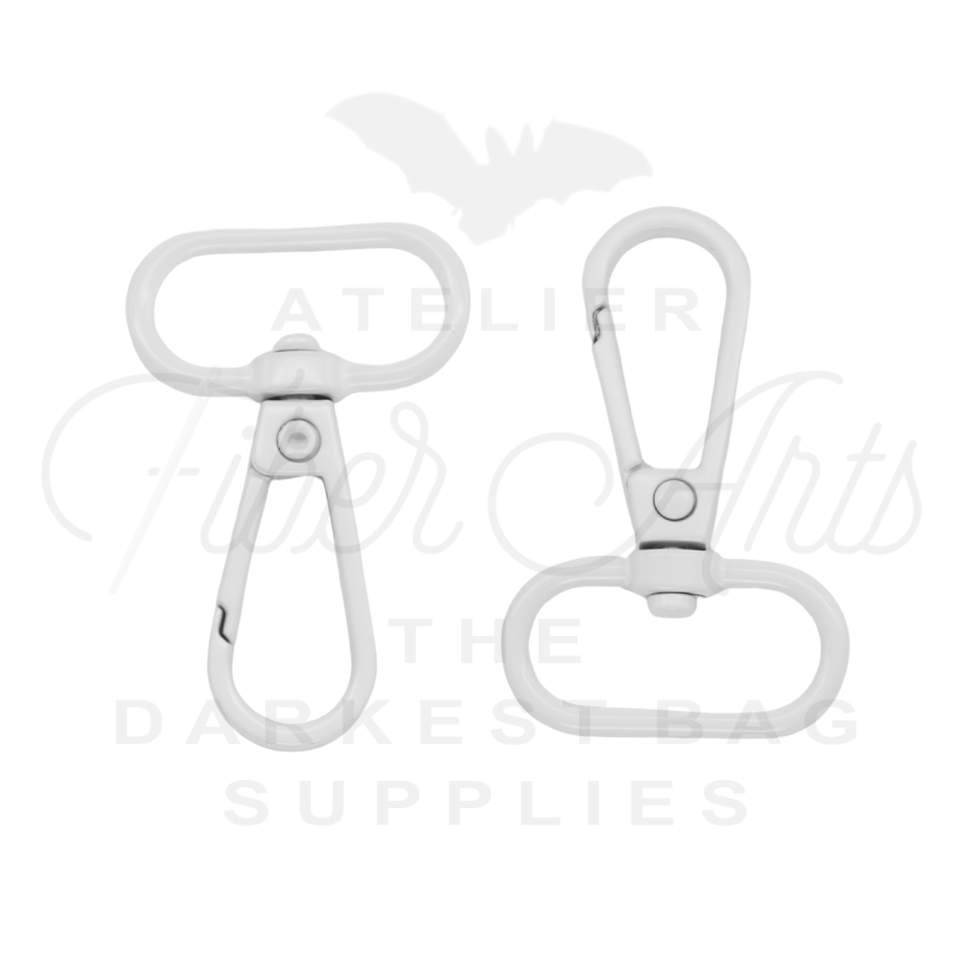 Swivel Hooks - Oval Bottom - 25mm (1in) - WHITE - 2 pcs at Atelier Fiber Arts