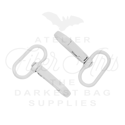 Swivel Hooks - Oval Bottom - 25mm (1in) - WHITE - 2 pcs at Atelier Fiber Arts