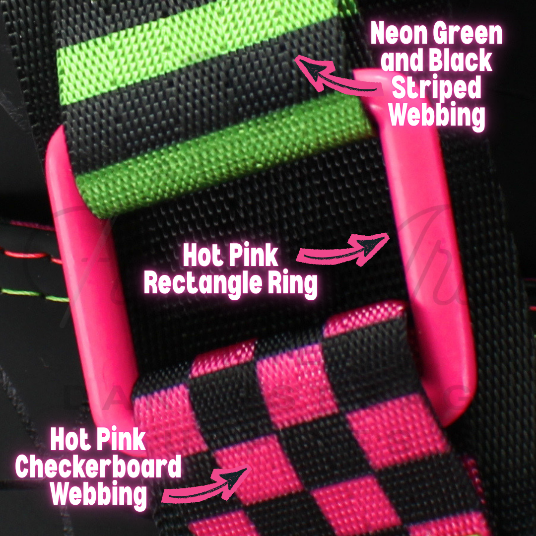 Webbing - Hot Pink Checkerboard - 25mm (1in) sold by the meter at Atelier Fiber Arts