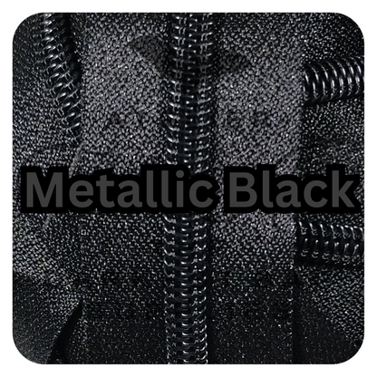#5 Zipper - Black - Black Teeth - Metallic Silk at Atelier Fiber Arts