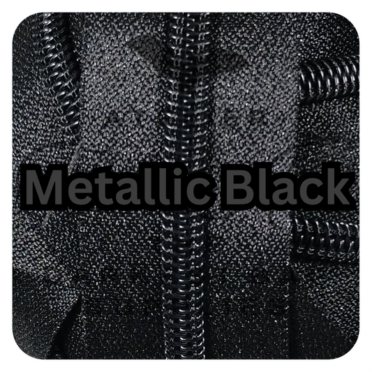 #5 Zipper - Black - Black Teeth - Metallic Silk at Atelier Fiber Arts