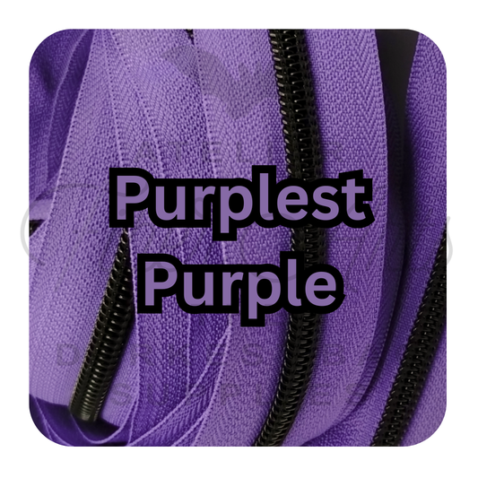 #5 Zipper - Purplest Purple - by the meter - Black Teeth at Atelier Fiber Arts