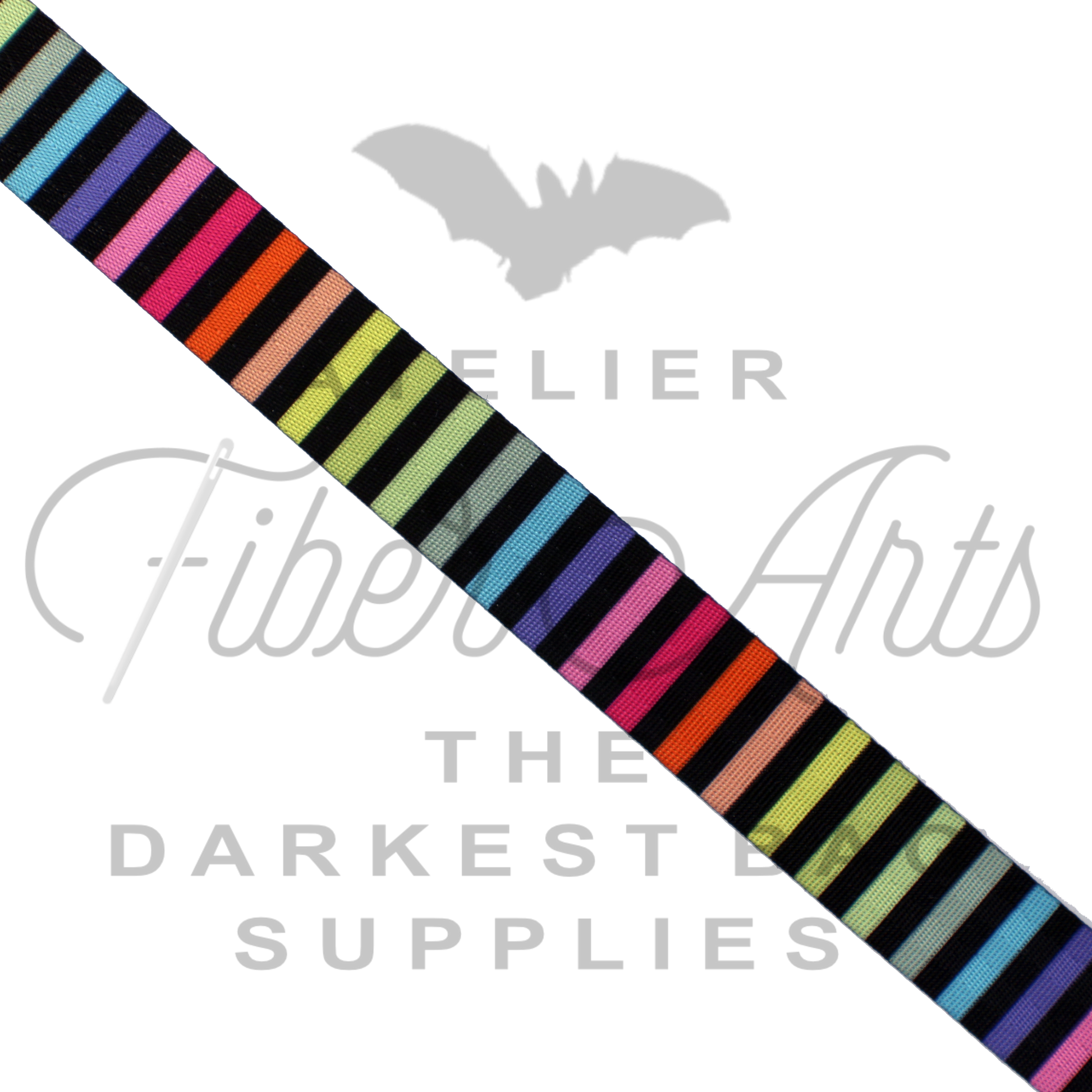 Webbing - Multicolour Stripes - 25mm (1in) sold by the meter at Atelier Fiber Arts