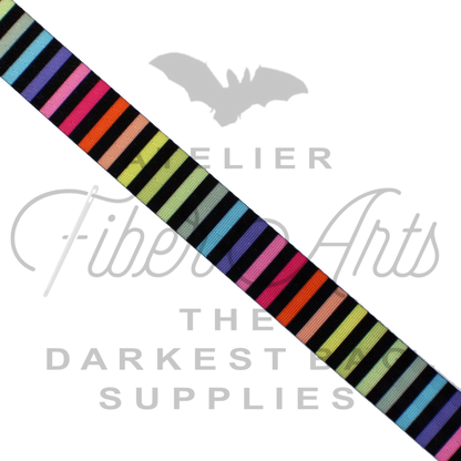 Webbing - Multicolour Stripes - 25mm (1in) sold by the meter at Atelier Fiber Arts