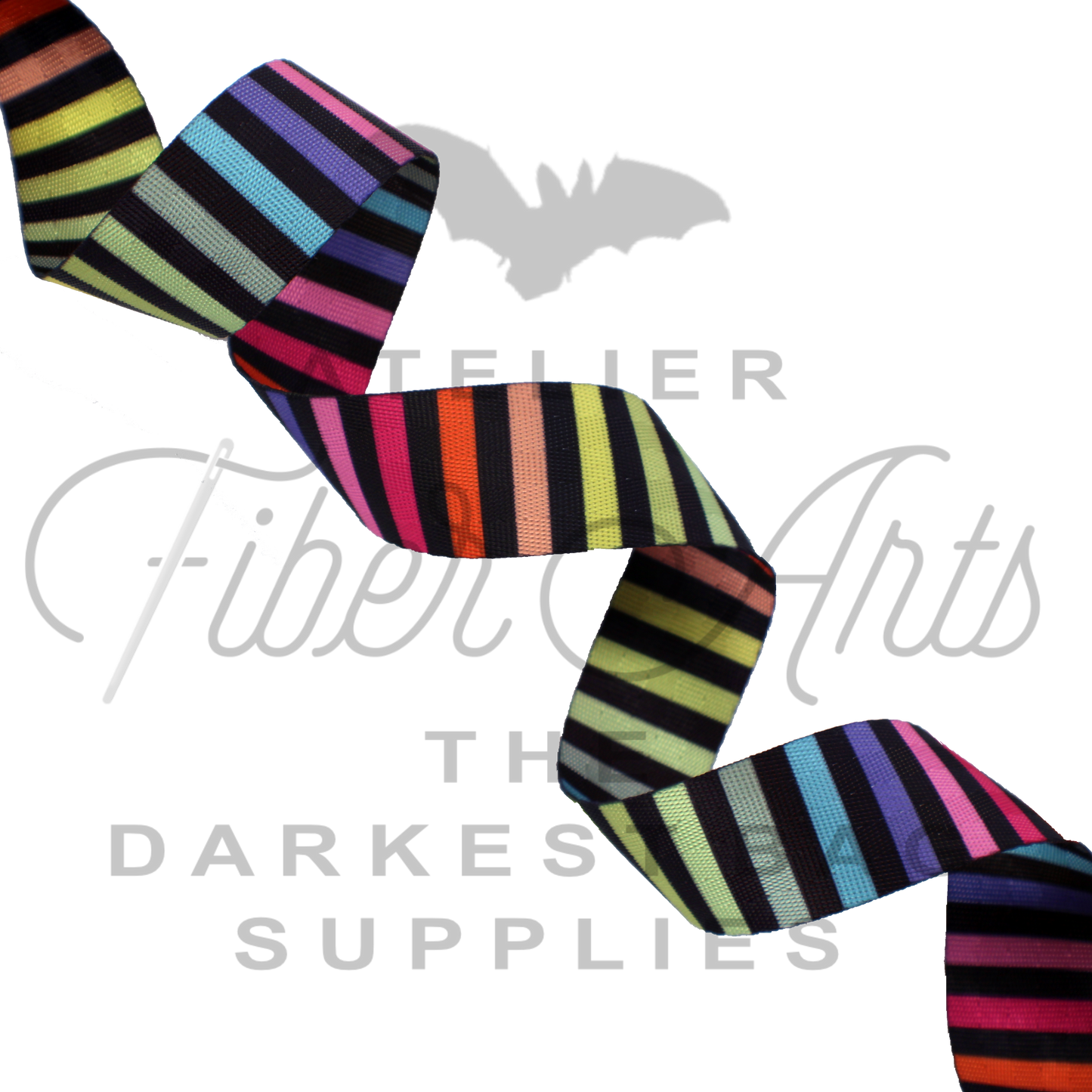 Webbing - Multicolour Stripes - 25mm (1in) sold by the meter at Atelier Fiber Arts