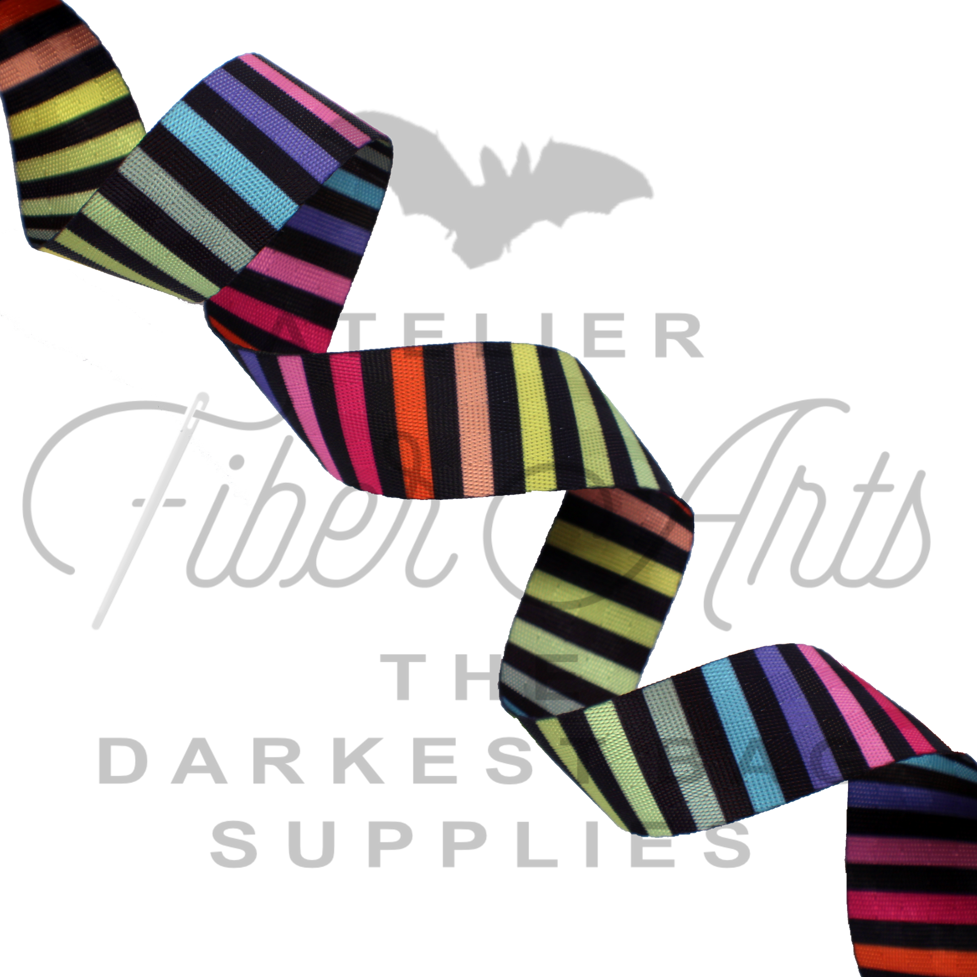 Webbing - Multicolour Stripes - 25mm (1in) sold by the meter at Atelier Fiber Arts
