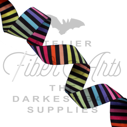 Webbing - Multicolour Stripes - 25mm (1in) sold by the meter at Atelier Fiber Arts
