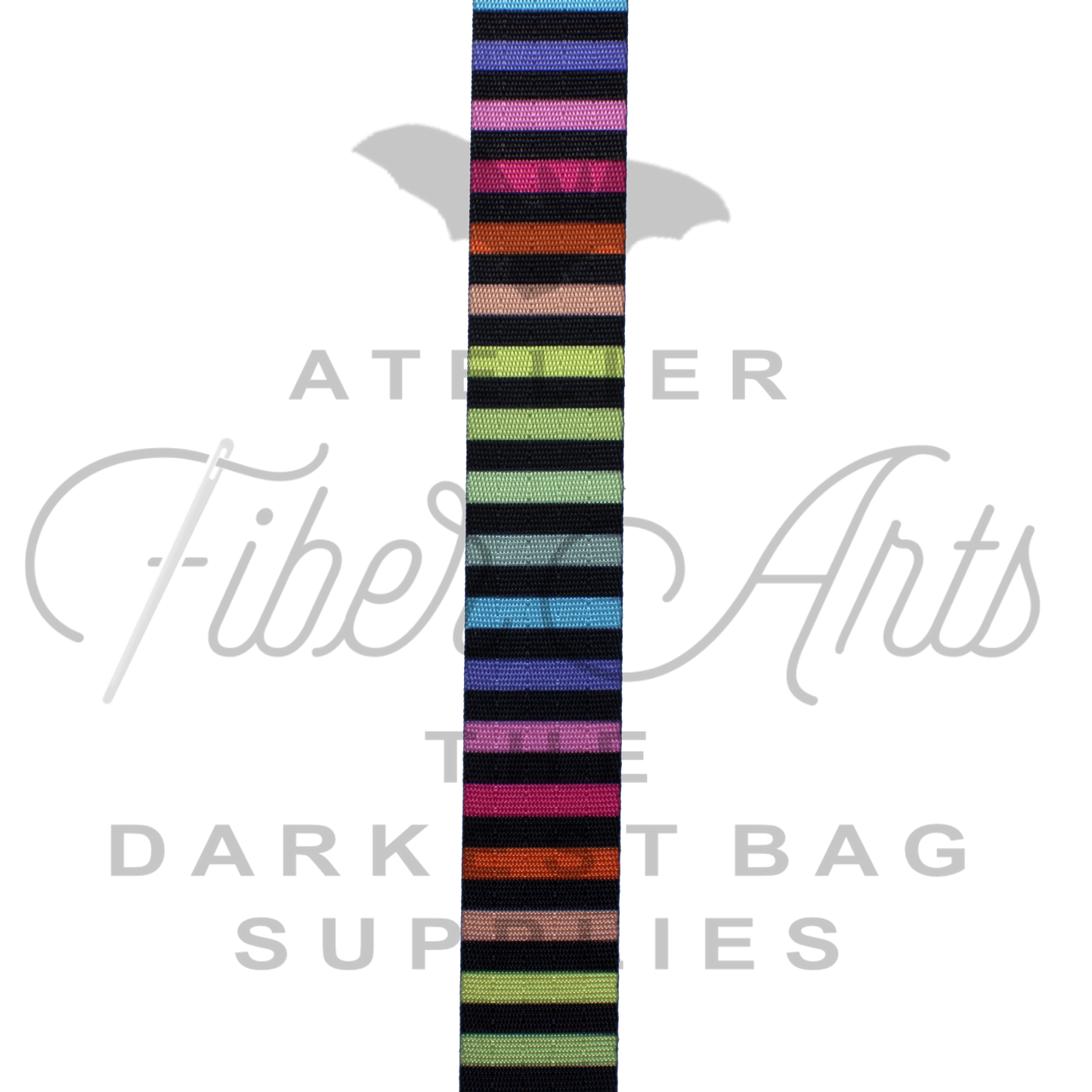 Webbing - Multicolour Stripes - 25mm (1in) sold by the meter at Atelier Fiber Arts