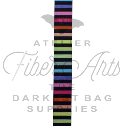 Webbing - Multicolour Stripes - 25mm (1in) sold by the meter at Atelier Fiber Arts