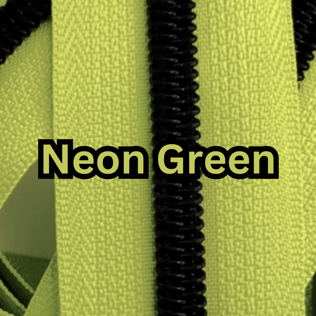 SWATCHES #5 Nylon Zipper tape, 5 inch piece (10 inch for rainbow and bats tape) Neon/Acid Green Atelier Fiber Arts