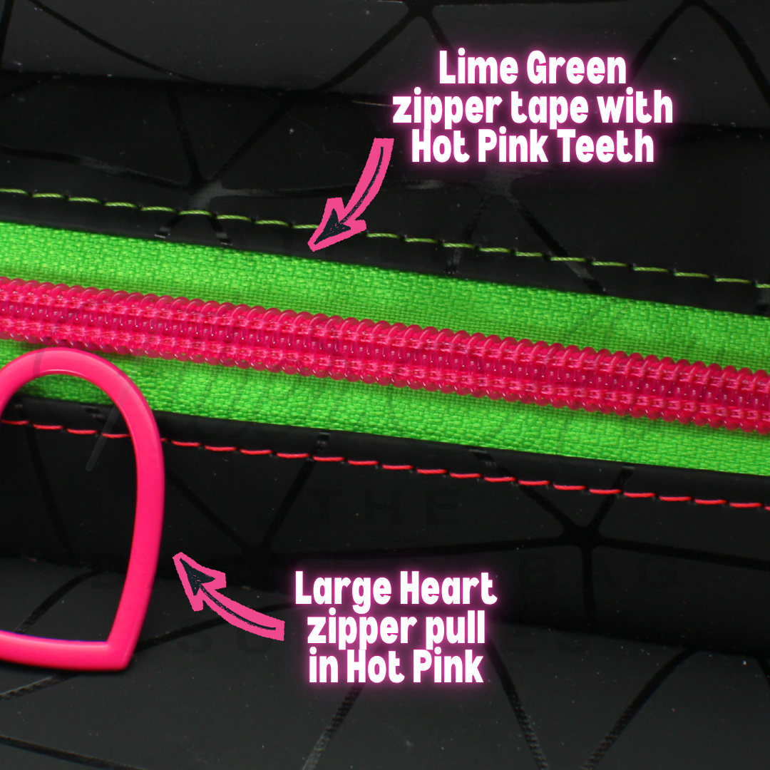 #5 Zipper - Lime Green - Hot Pink Teeth at Atelier Fiber Arts