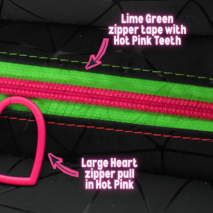 #5 Zipper - Lime Green - Hot Pink Teeth at Atelier Fiber Arts