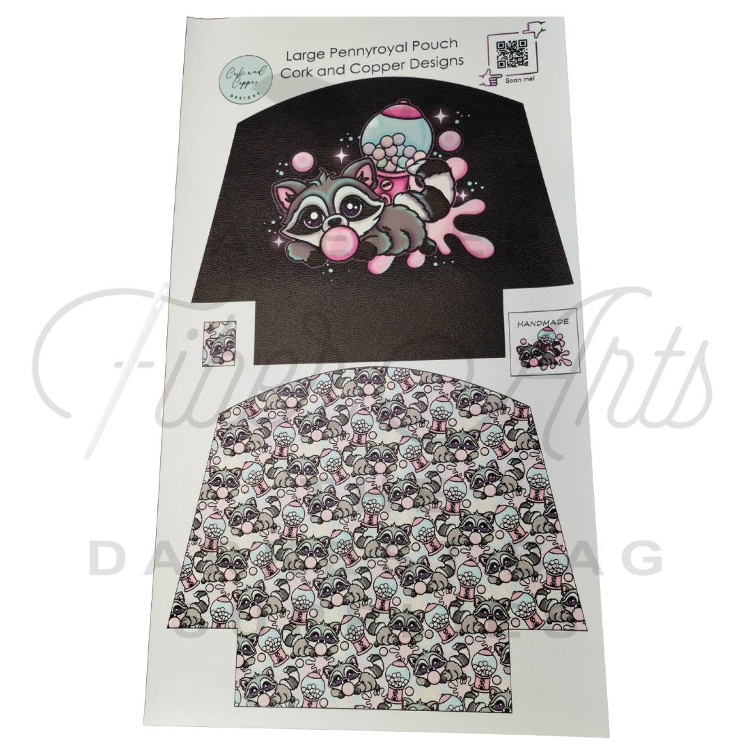 Pennyroyal Pouch - Cut and Sew - Large - Litchi Finish - Raccoon at Cork and Copper Designs