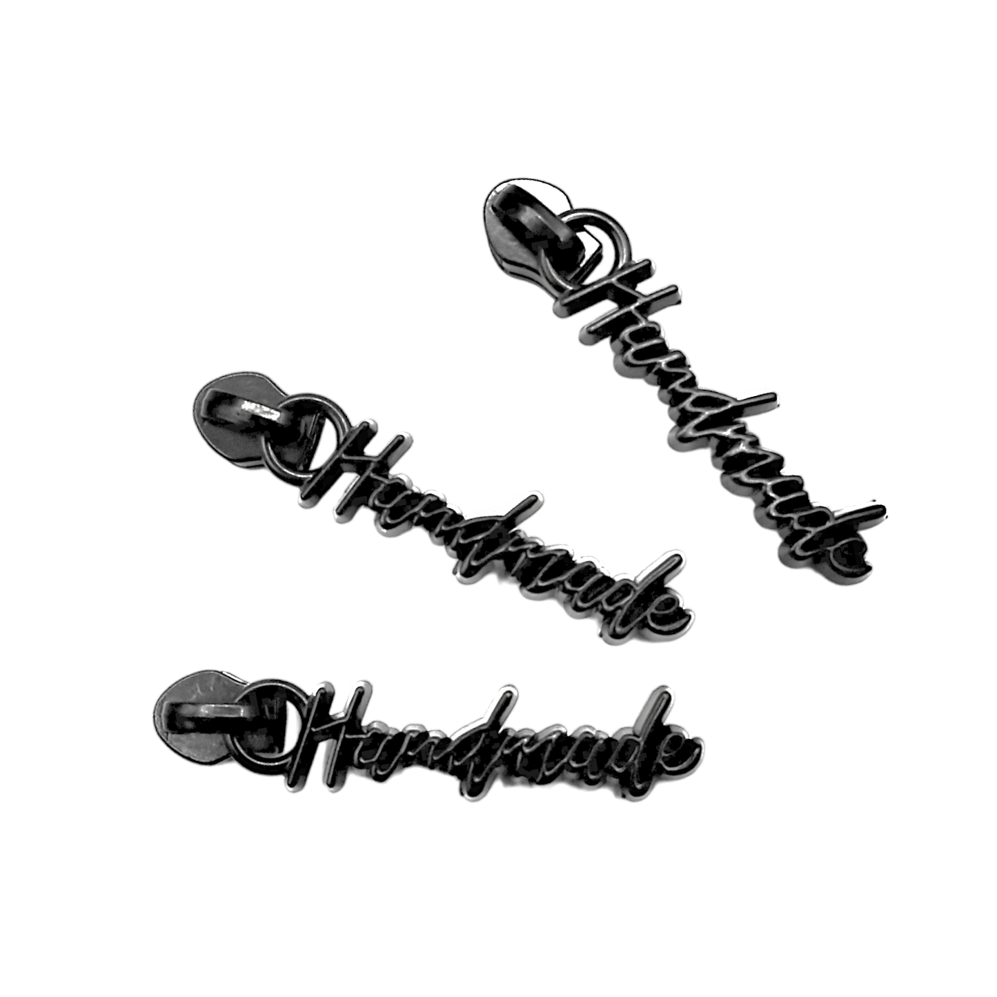#3 Handmade Nylon Zipper Pulls Matte Black - 3pcs Atelier Fiber Arts
