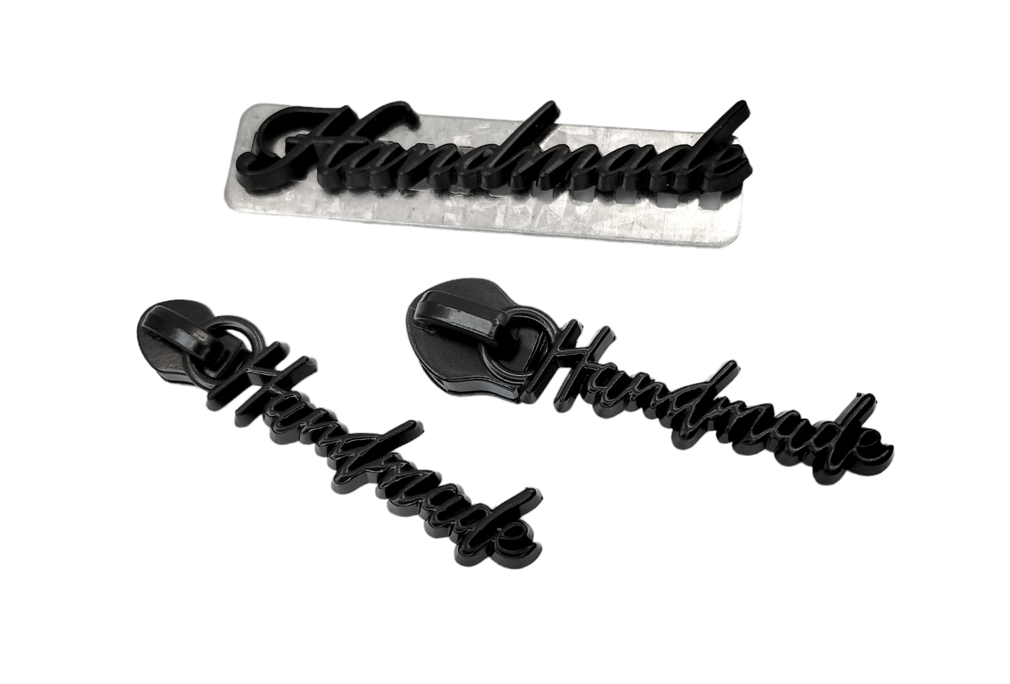 #5 Handmade Nylon Zipper Pulls Matte Black - 3pcs Atelier Fiber Arts