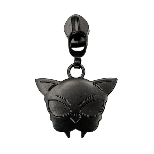 #5 Kitteh Fangs Nylon Zipper Pulls Matte Black - 3pcs Atelier Fiber Arts