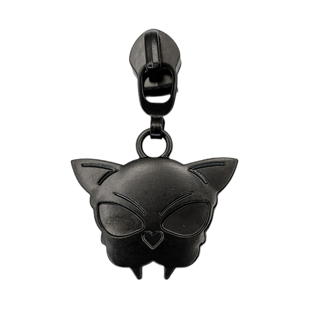 #5 Kitteh Fangs Zipper Pulls in Matte Black at Atelier Fiber Arts