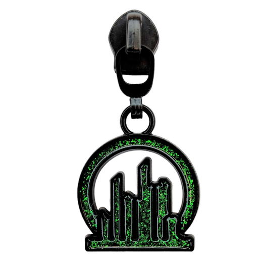 #5 Emeral City Enamel Nylon Zipper Pulls Matte Black - 3pcs Atelier Fiber Arts