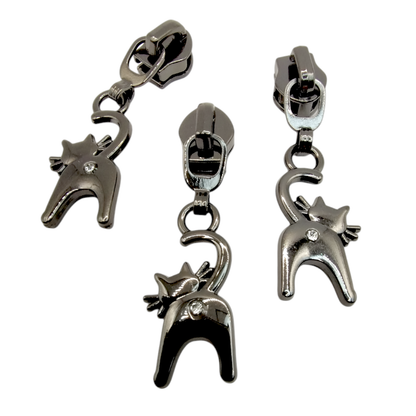 #5 Twinkle Toot - Gunmetal - Nylon Zipper Pulls - 3pcs Atelier Fiber Arts