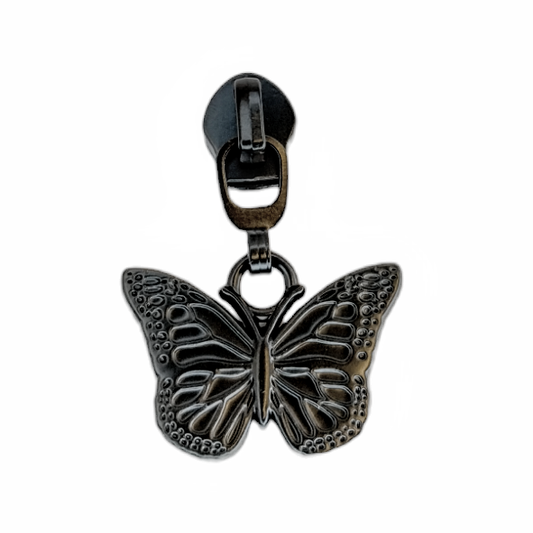 COMING SOON #5 Butterfly Zipper Pulls in Matte Black at Atelier Fiber Arts
