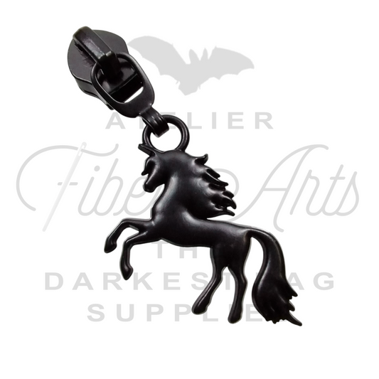 #5 Pretty Prancer Zipper Pulls in Matte Black at Atelier Fiber Arts