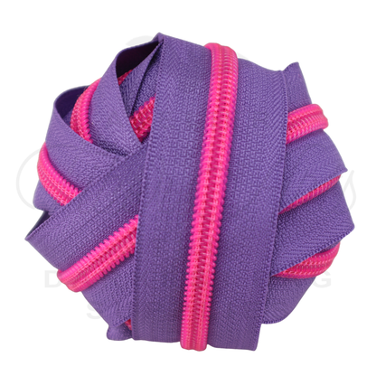 #5 Zipper - Purplest Purple - Hot Pink Teeth at Atelier Fiber Arts