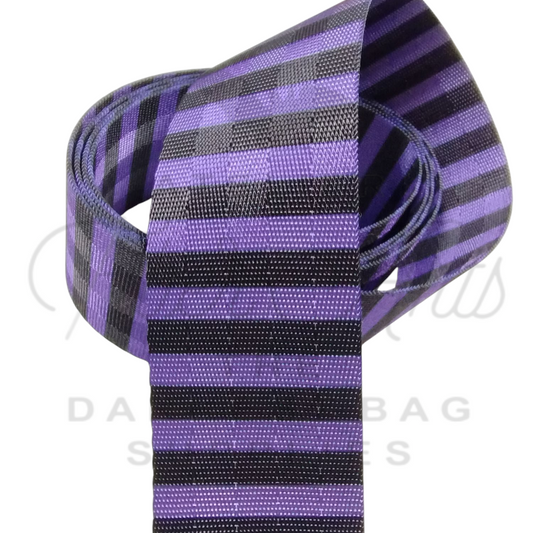 Webbing - Purplest Purple and Black Stripes - 38mm (1.5in) sold by the meter at Atelier Fiber Arts