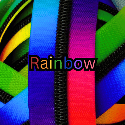 SWATCHES #5 Nylon Zipper tape, 5 inch piece (10 inch for rainbow and bats tape) Rainbow (10") Atelier Fiber Arts