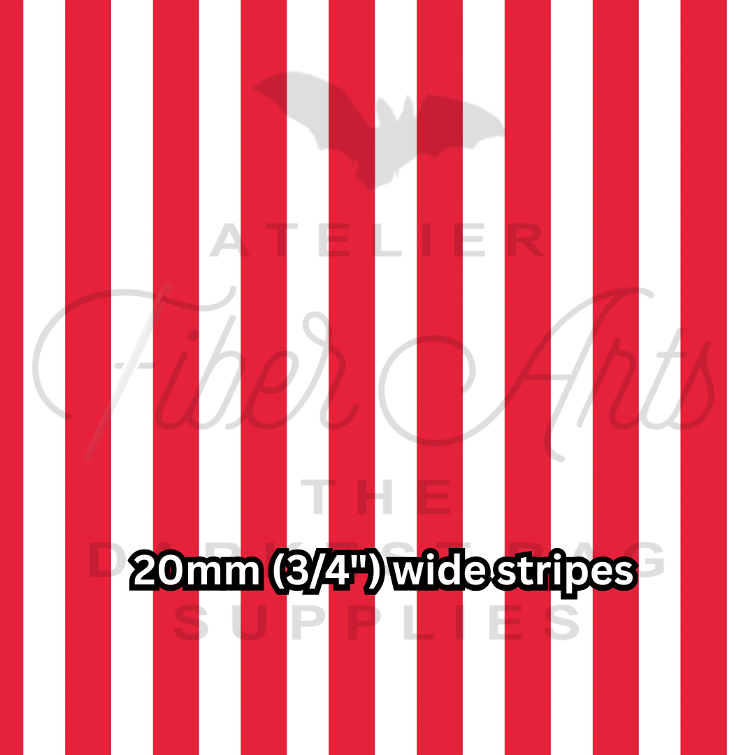 PRE-SALE Waterproof Oxford - Red and White Stripes at Atelier Fiber Arts