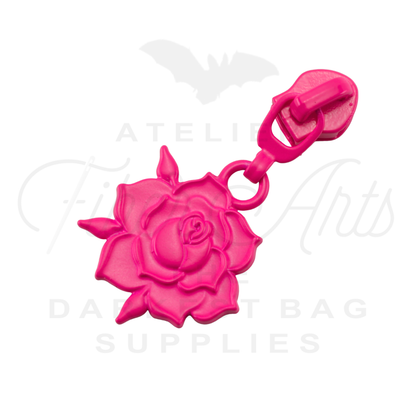 #5 Rose Bloom Zipper Pulls in HOT PINK