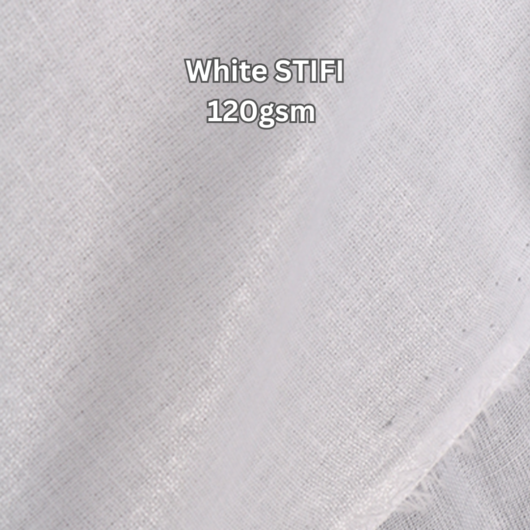 WHITE Fusible Interfacing in 2m cuts - 120gsm and X-tra STIFI 210gsm, 112cm (44in) wide White STIFI 120gsm Atelier Fiber Arts