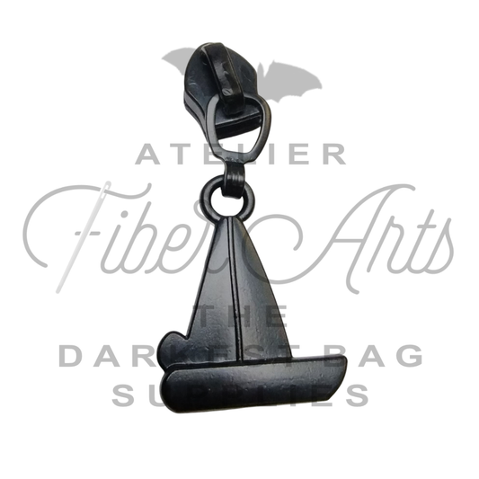 #5 Sailboat Tub Toy Zipper Pulls in Matte Black at Atelier Fiber Arts