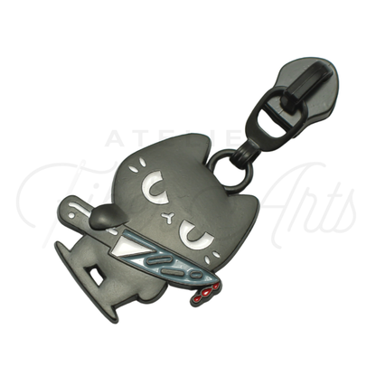 #5 Stabby Cats for CCD Zipper Pulls in Matte Black and Enamel at Atelier Fiber Arts