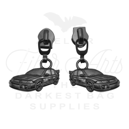 #5 Race Car - with or w/o Spoiler - Zipper Pulls in Matte Black at Atelier Fiber Arts