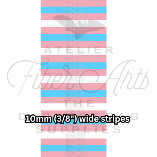 PRE-SALE #5 Zipper - Trans Pride Stripes - DTM Teeth at Atelier Fiber Arts