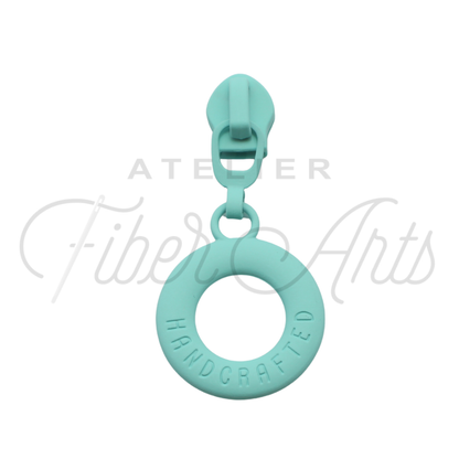 #5 Lifesaver Handcrafted Zipper Pull in Turquoise at Atelier Fiber Arts