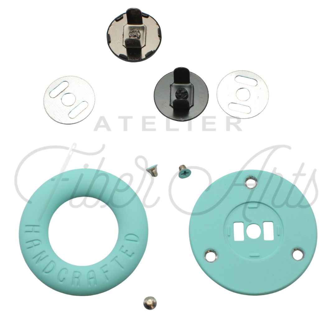 Lifesaver Handcrafted Magnetic Snap in Turquoise - 1 set at Atelier Fiber Arts
