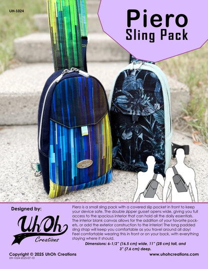 UH OH CREATIONS - PIERO SLING PACK - PRINTED PATTERN at Atelier Fiber Arts