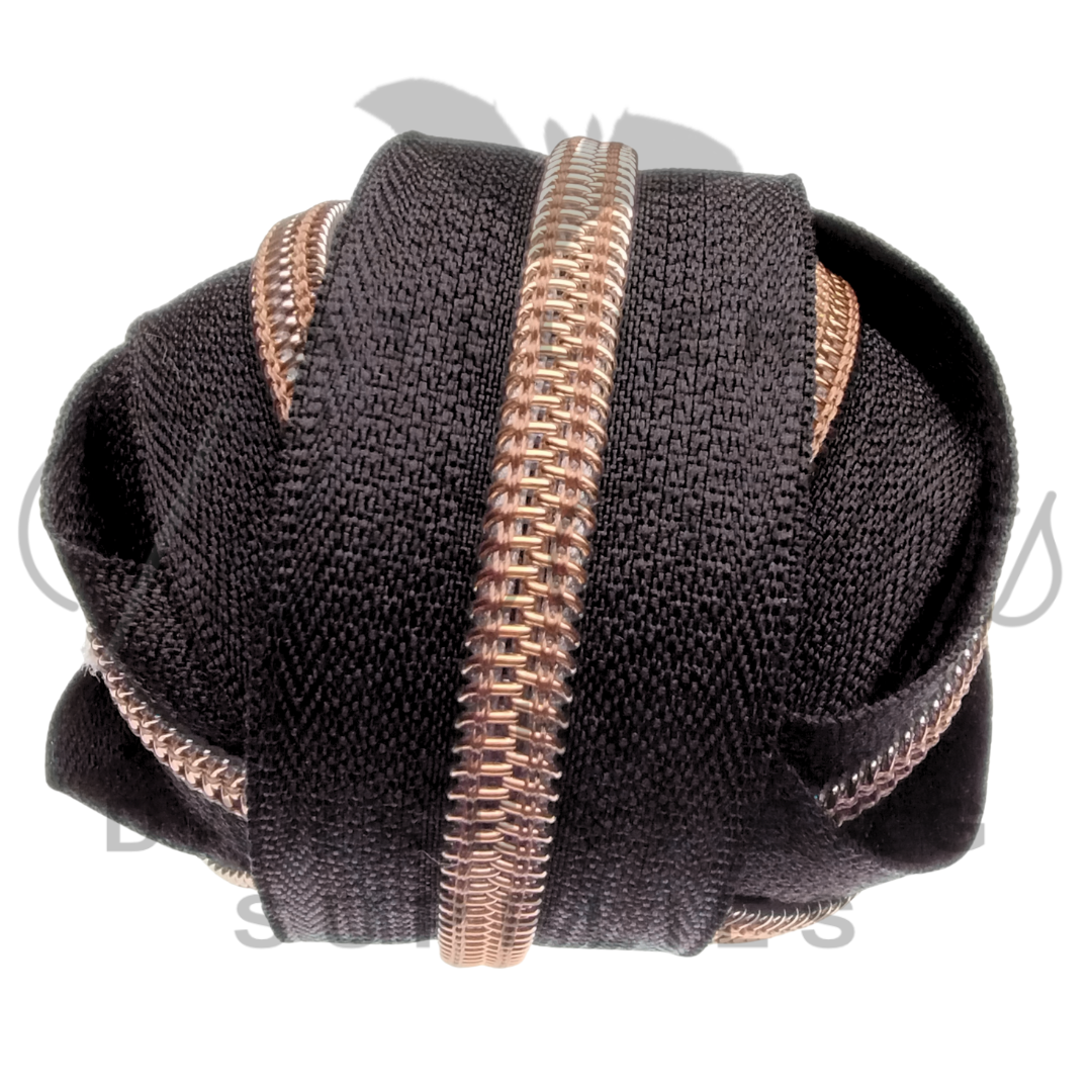 #5 Zipper - Black - Copper Teeth at Atelier Fiber Arts