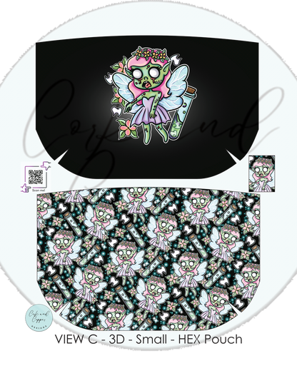 HEX Pouch View C 3D - Cut and Sew - Small - Smooth Finish - Poison Fairy at Cork and Copper Designs